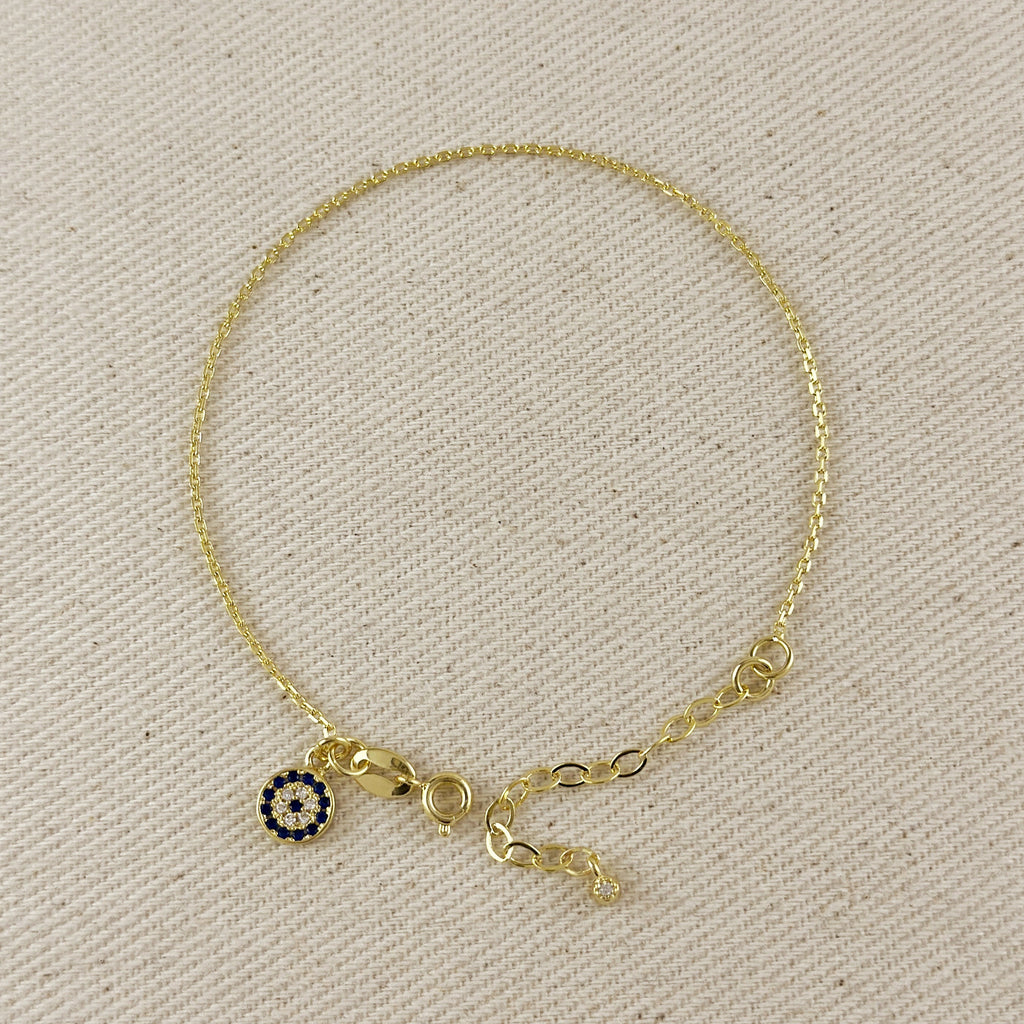 18k Gold Filled Evil Eye Charm Bracelet