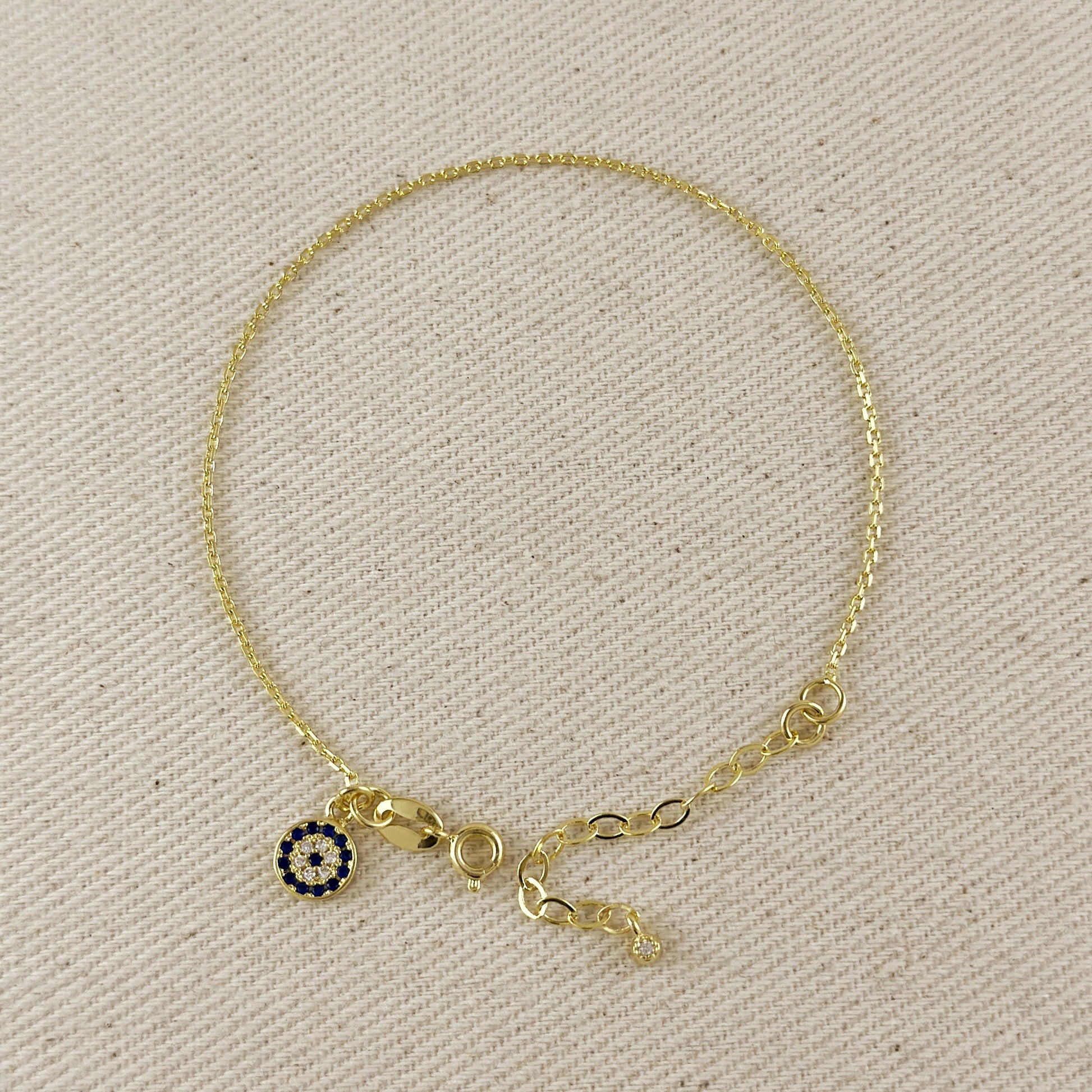 18k Gold Filled Evil Eye Charm Bracelet