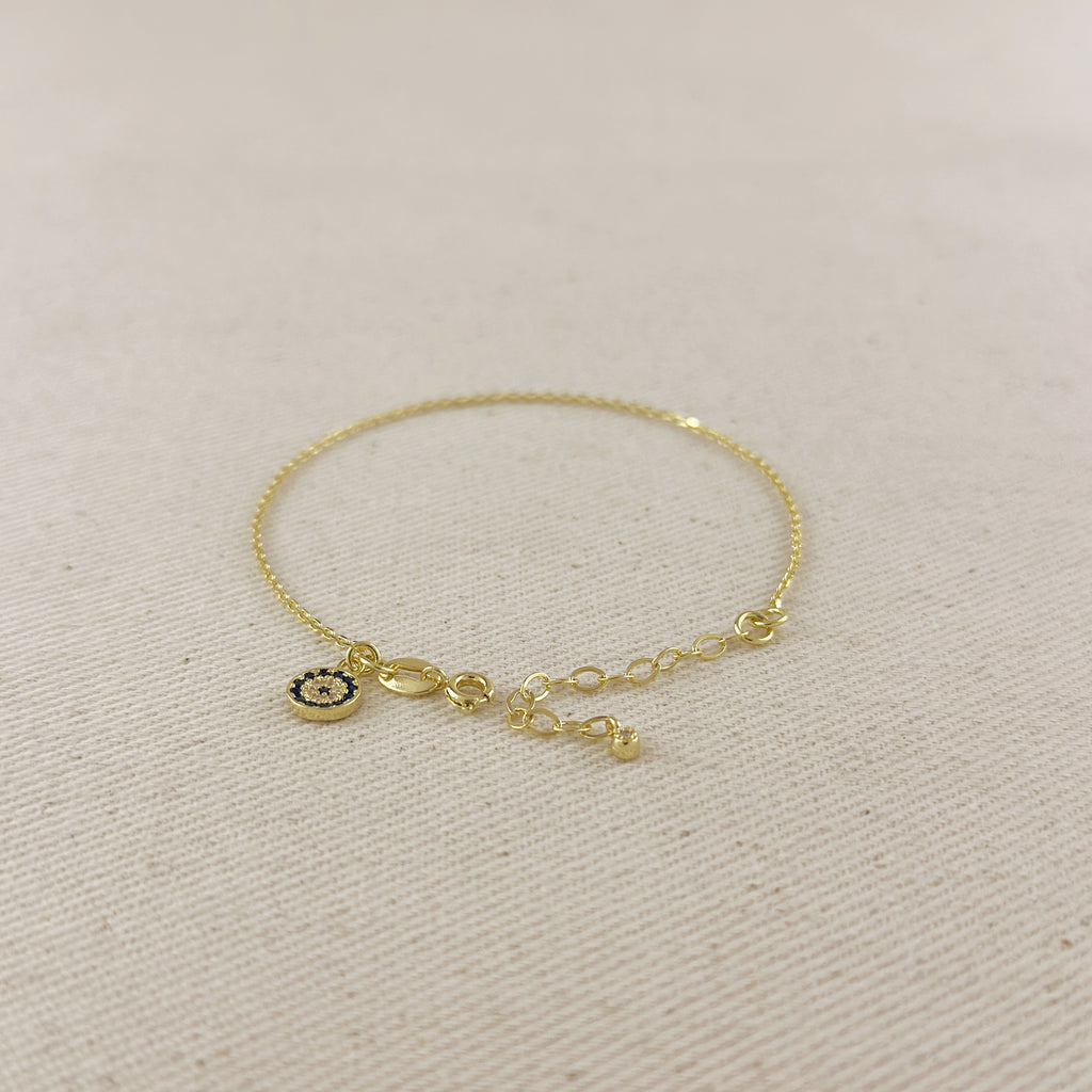 18k Gold Filled Evil Eye Charm Bracelet