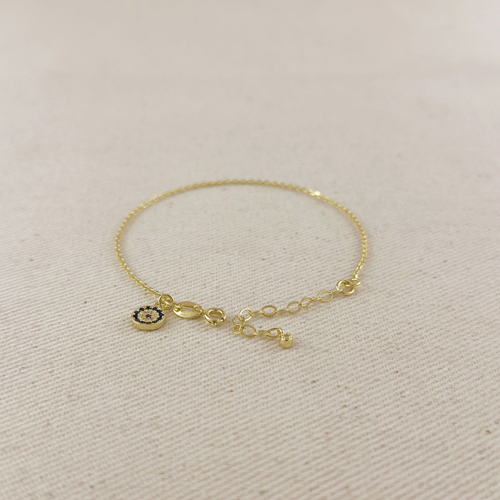 18k Gold Filled Evil Eye Charm Bracelet