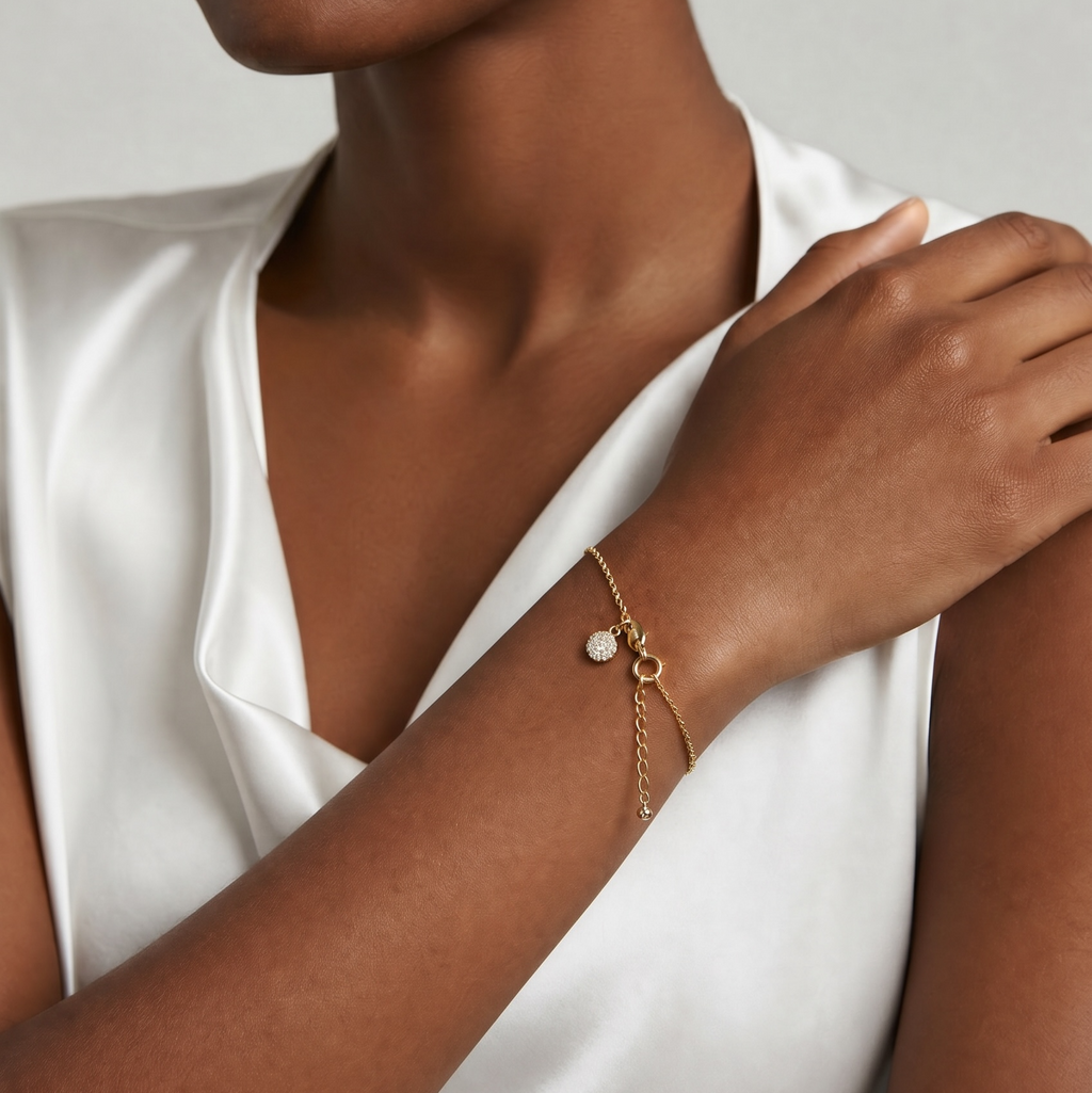 18k Gold Filled CZ Charm Bracelet