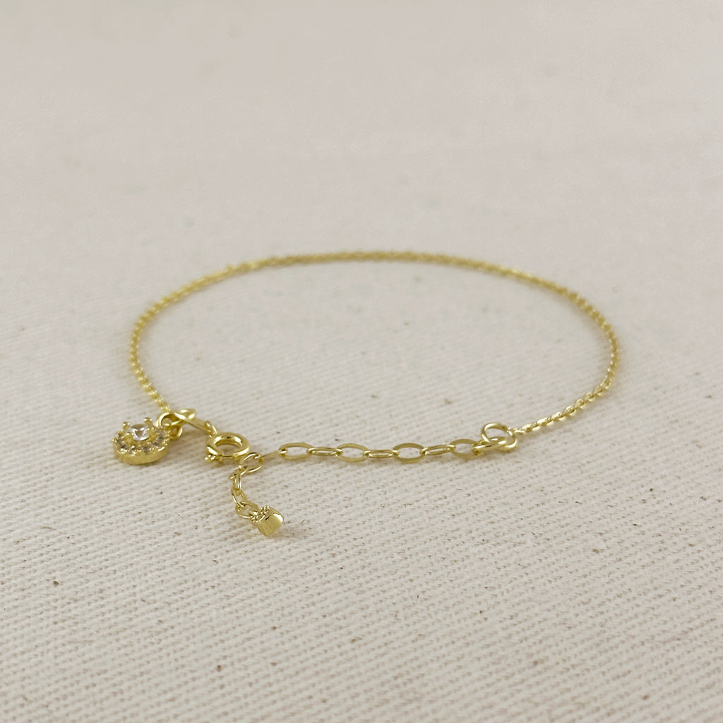 18k Gold Filled CZ Charm Bracelet