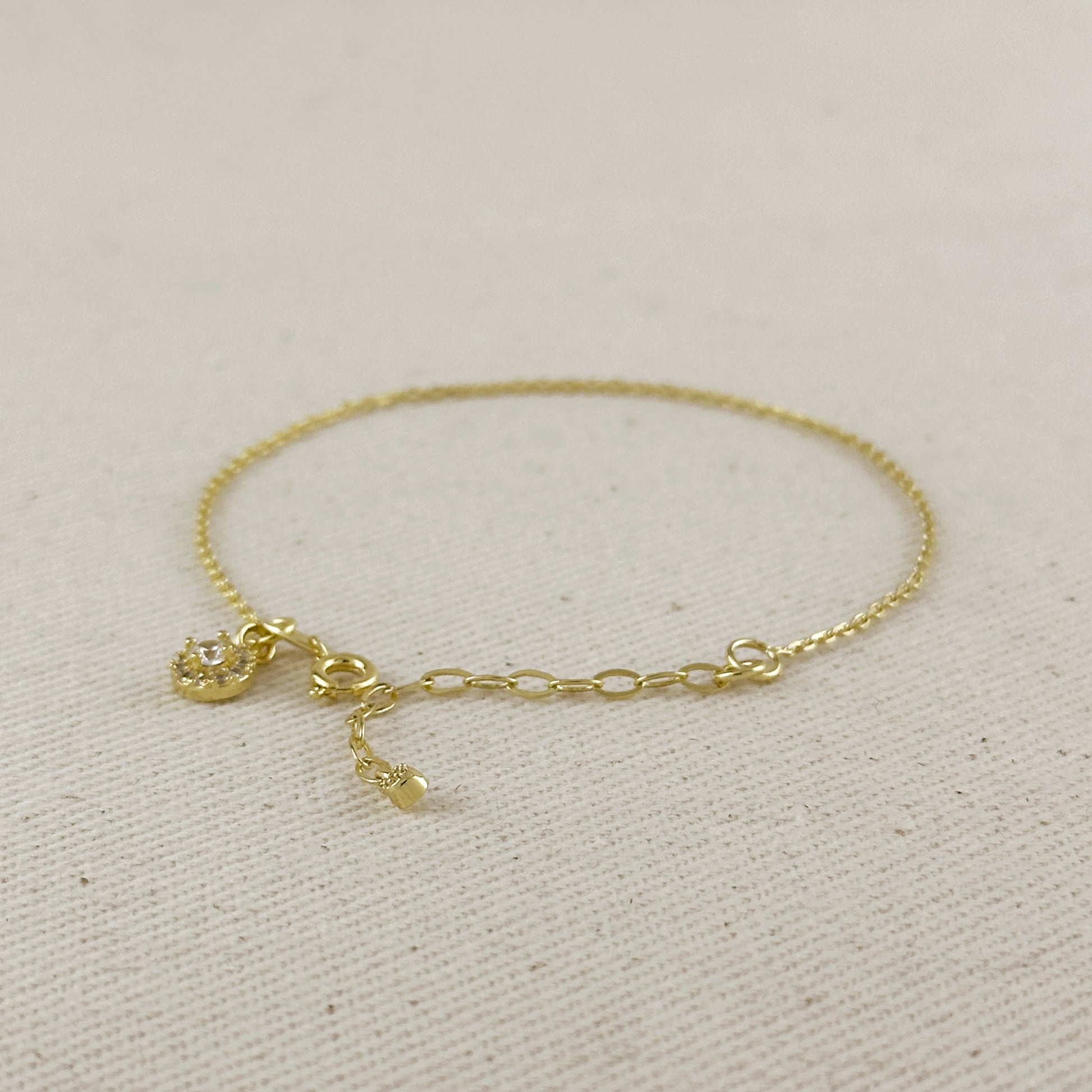 18k Gold Filled CZ Charm Bracelet