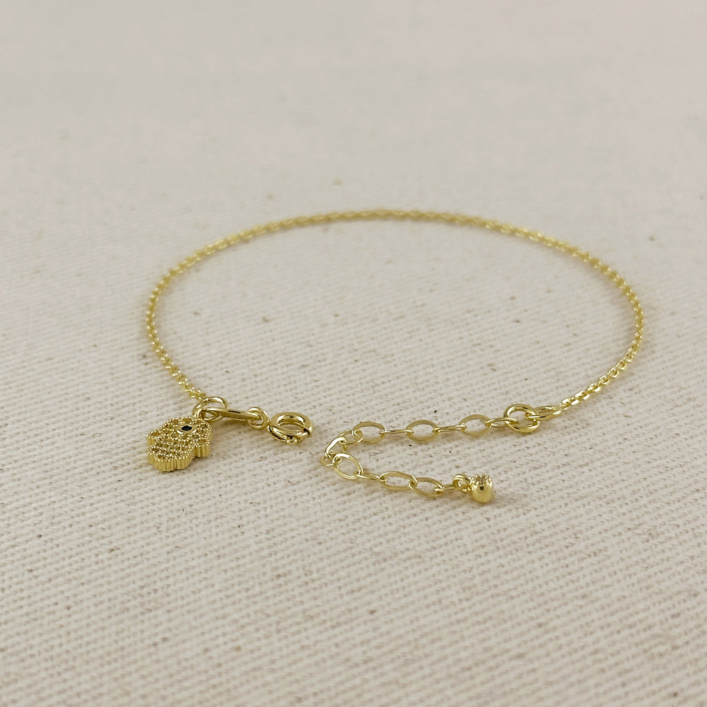18k Gold Filled Hamsa Charm Bracelet