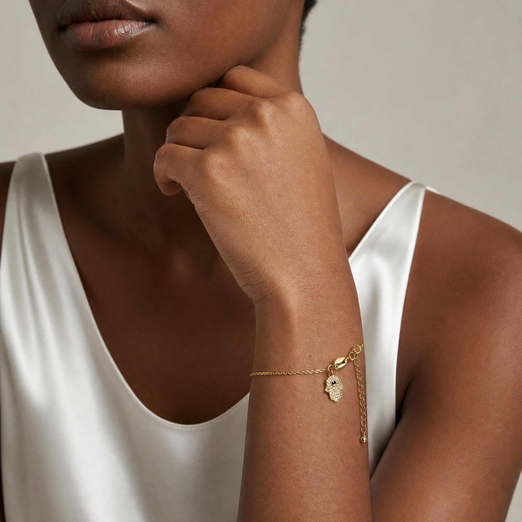 18k Gold Filled Hamsa Charm Bracelet