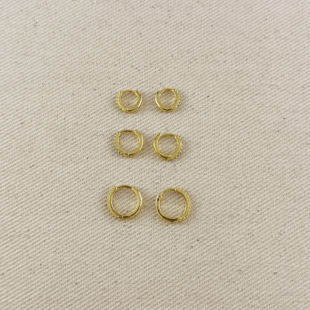 18k Gold Filled Lilac CZ Hoop Trio