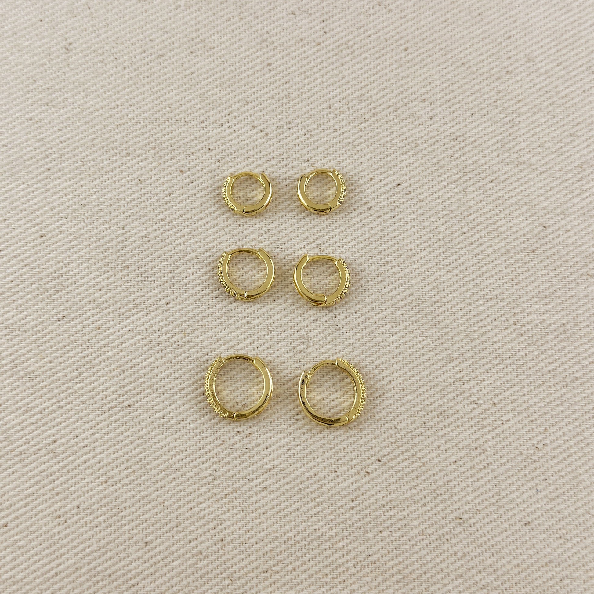 18k Gold Filled Lilac CZ Hoop Trio