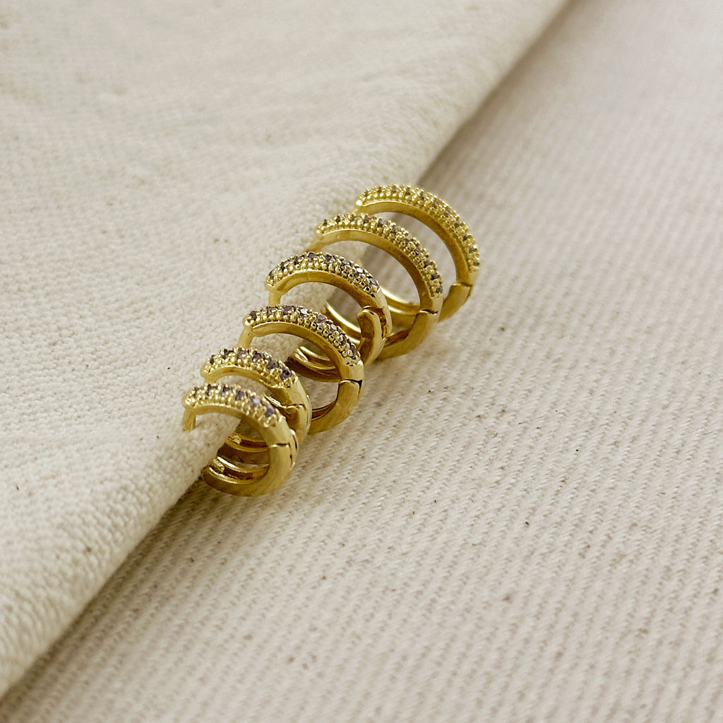 18k Gold Filled Lilac CZ Hoop Trio