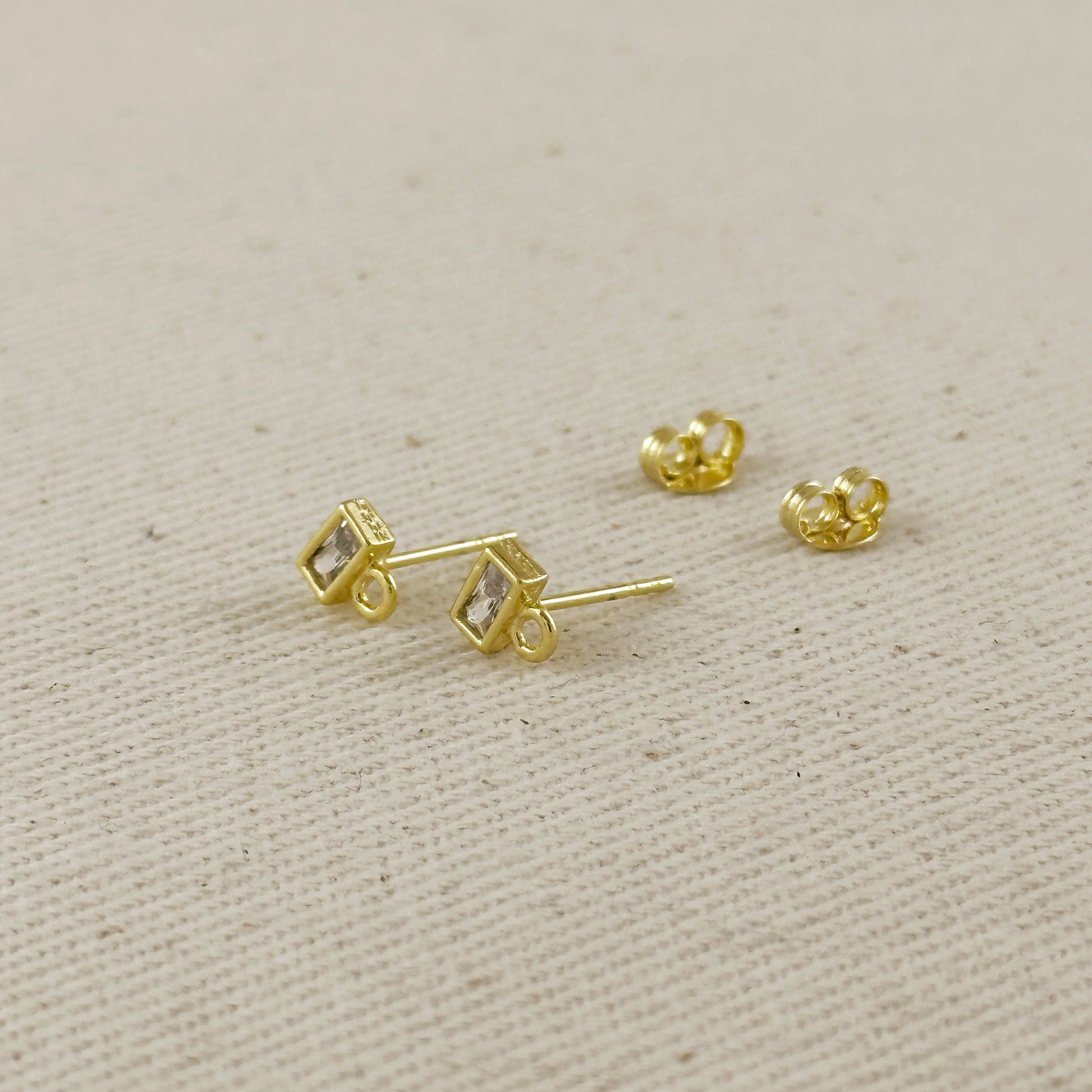18k Baguette CZ Stud with Jump Ring