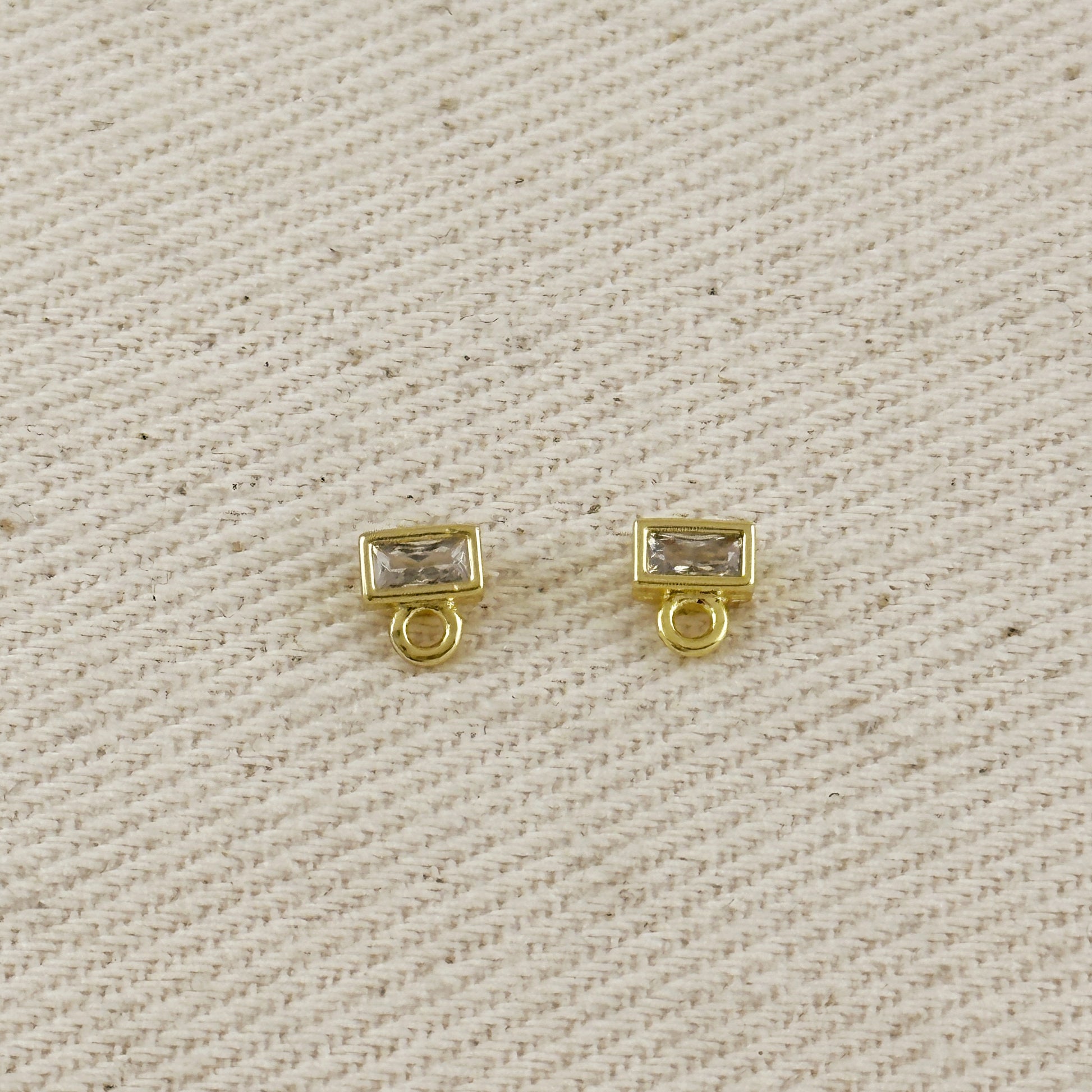 18k Baguette CZ Stud with Jump Ring
