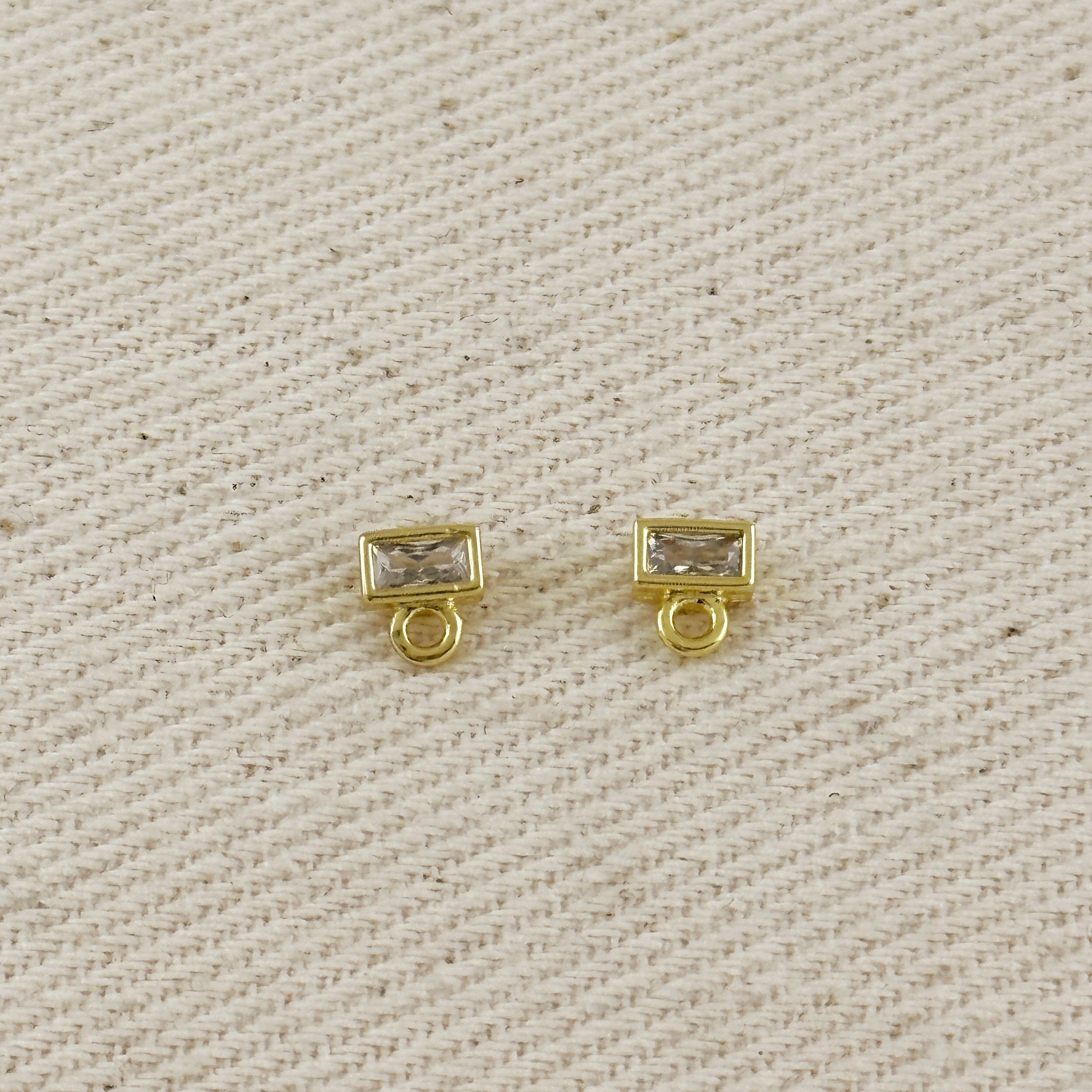 18k Baguette CZ Stud with Jump Ring