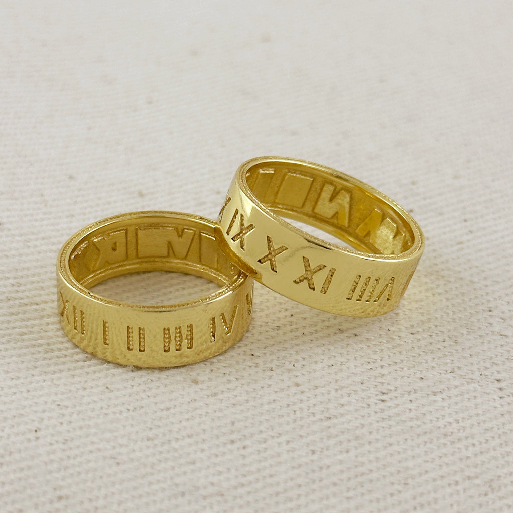 18k Gold Filled Roman Numeral Band Ring