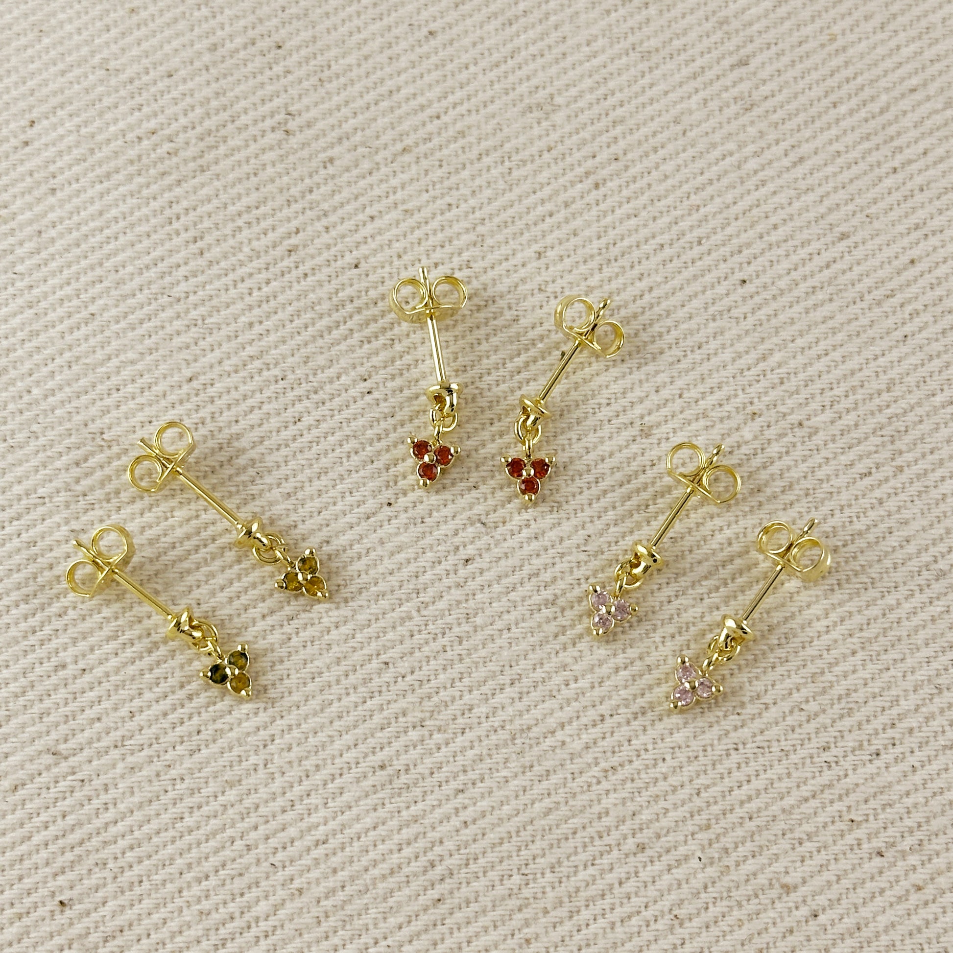 18k Gold Filled Mini CZ Flower Drop Earrings