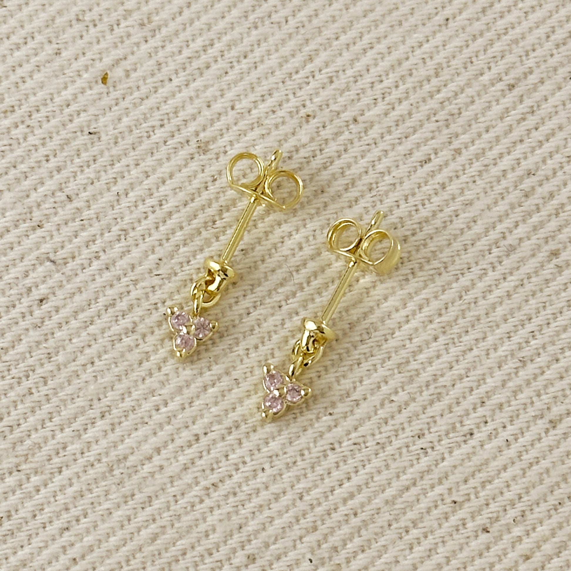 18k Gold Filled Mini CZ Flower Drop Earrings