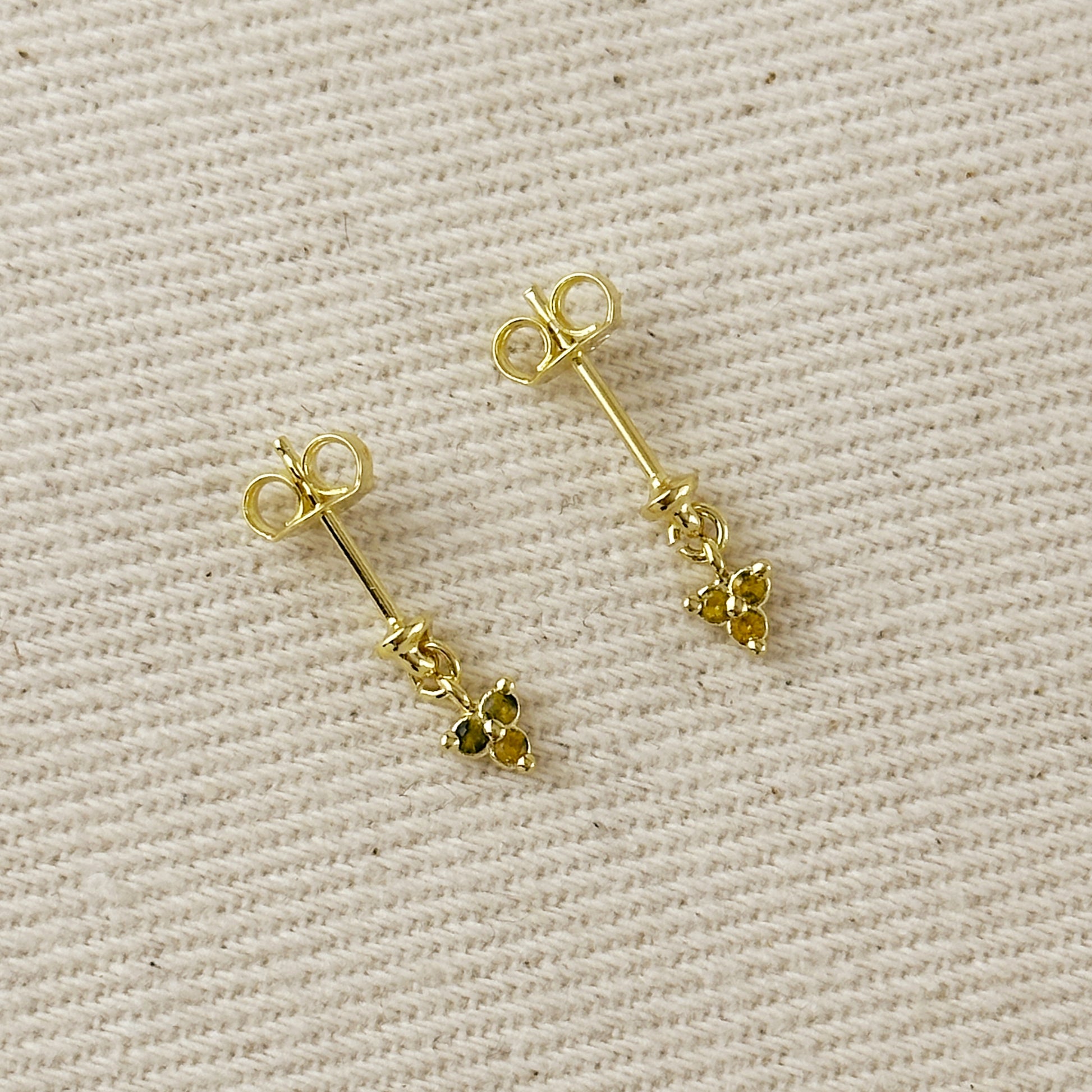 18k Gold Filled Mini CZ Flower Drop Earrings