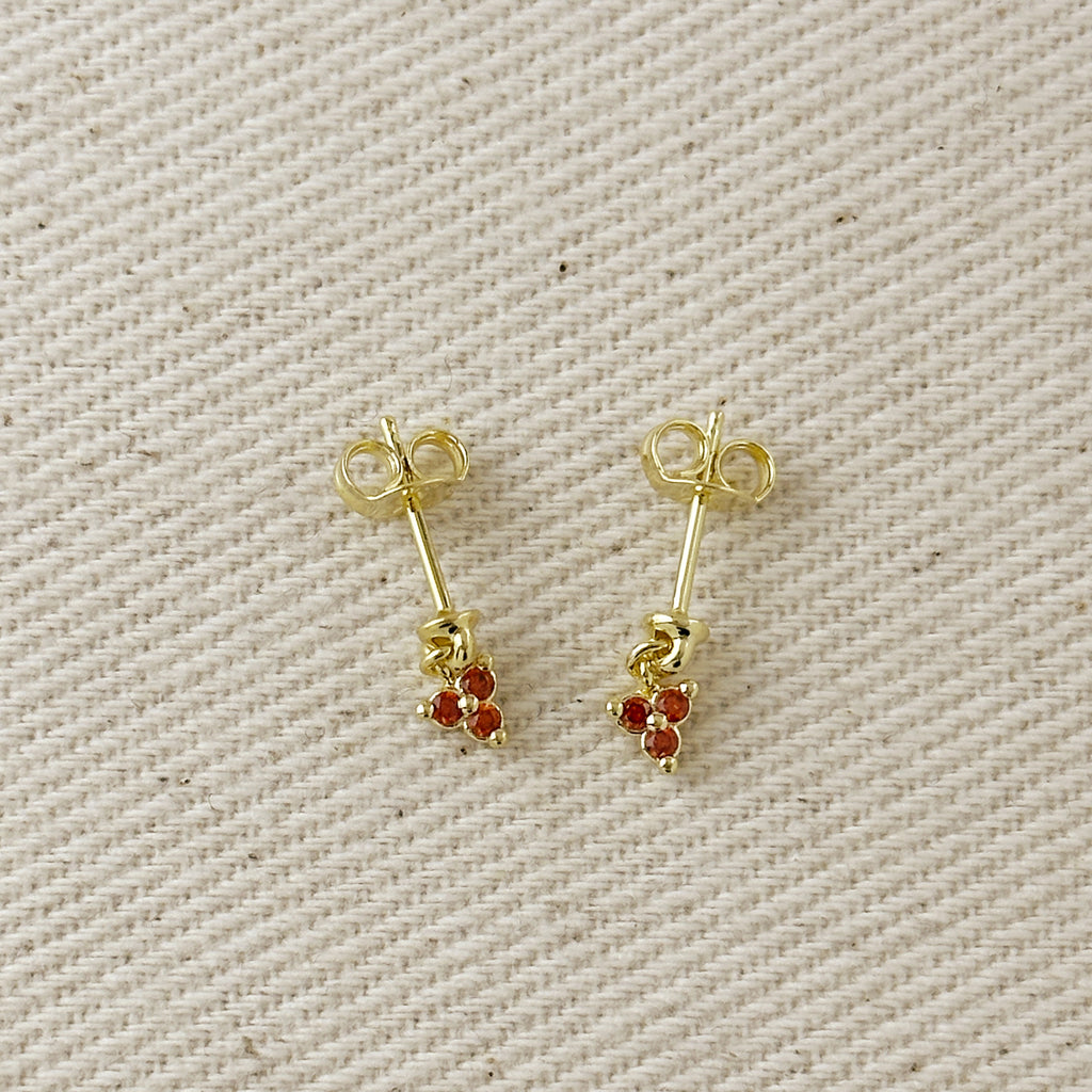 18k Gold Filled Mini CZ Flower Drop Earrings