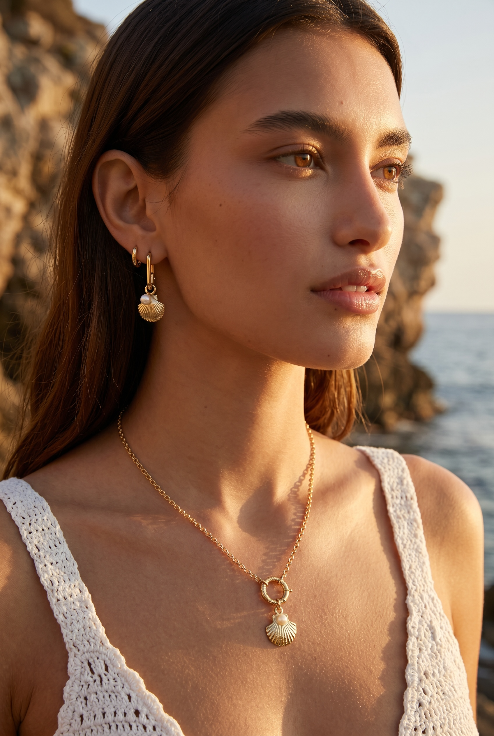 18k Gold Filled Scalloped Shell Earring Charm