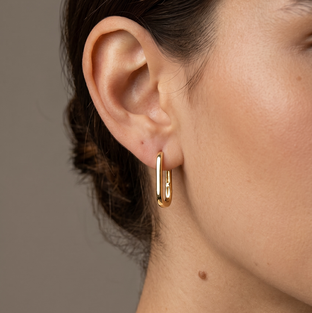 Polished Rectangle Clicker Earrings