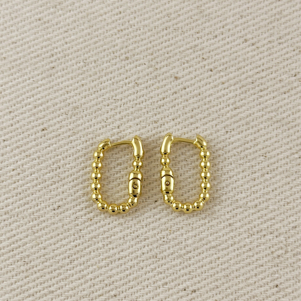 Beaded Rectangle Clicker Earrings