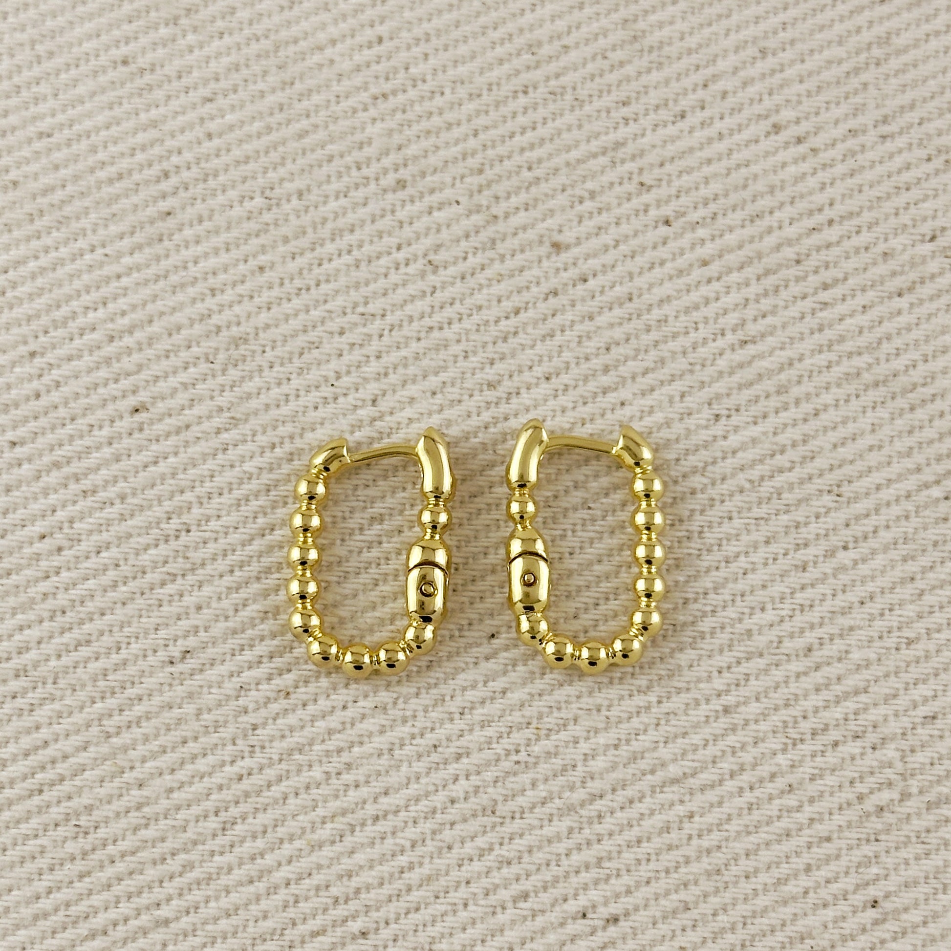 Beaded Rectangle Clicker Earrings