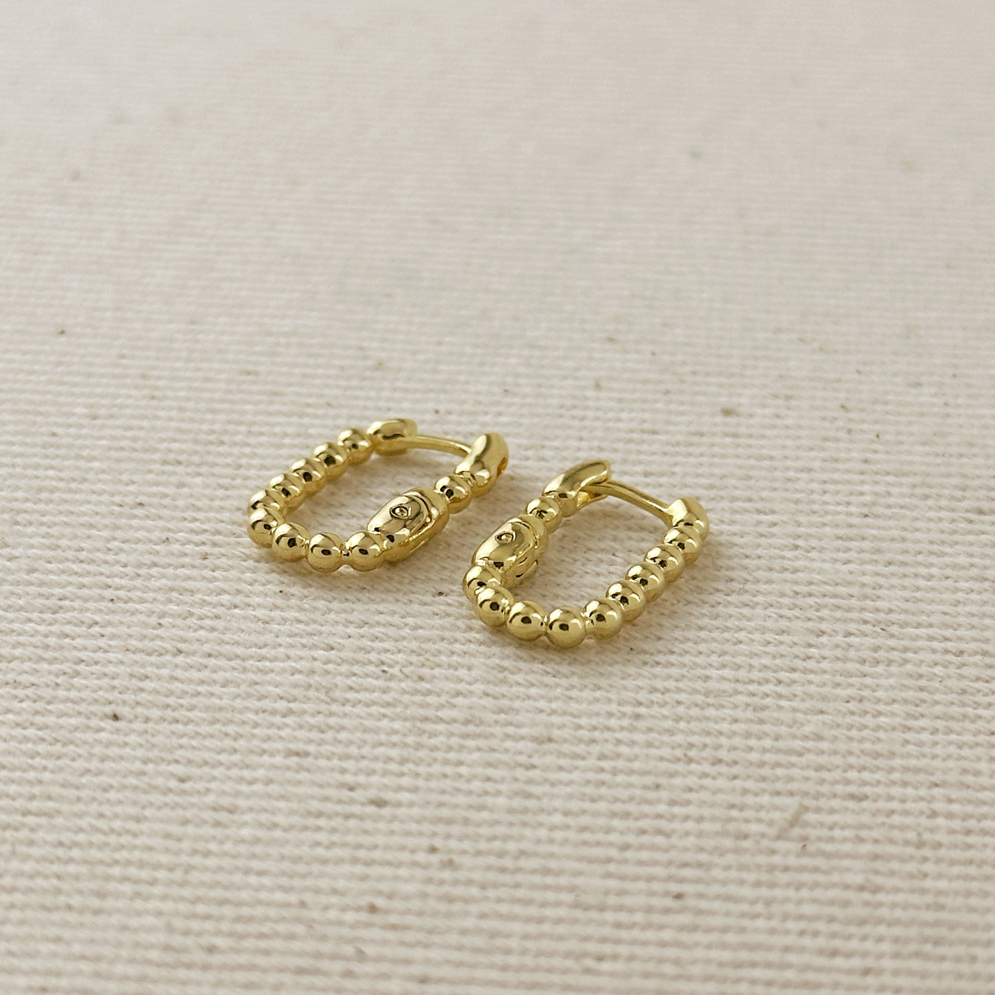 Beaded Rectangle Clicker Earrings