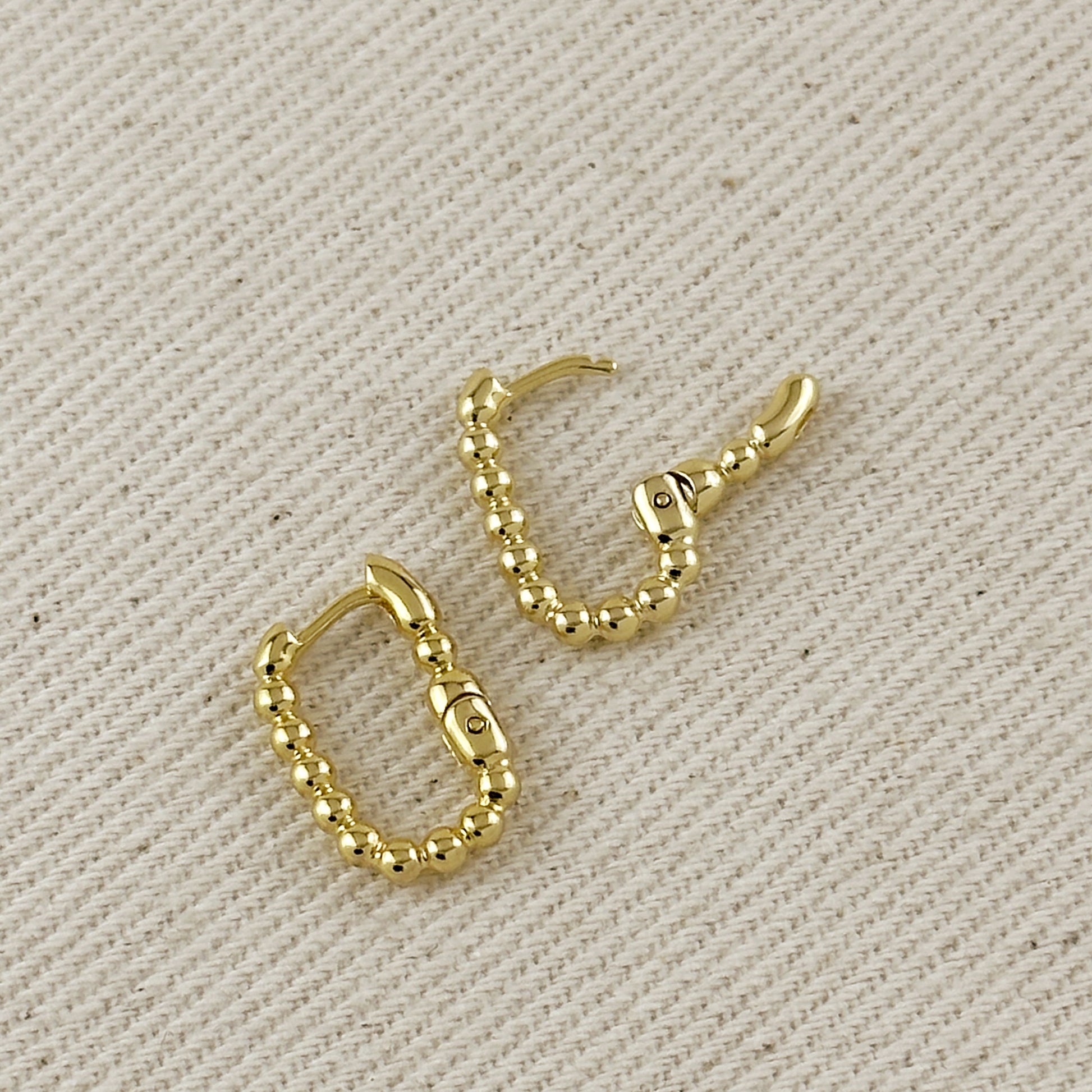 Beaded Rectangle Clicker Earrings