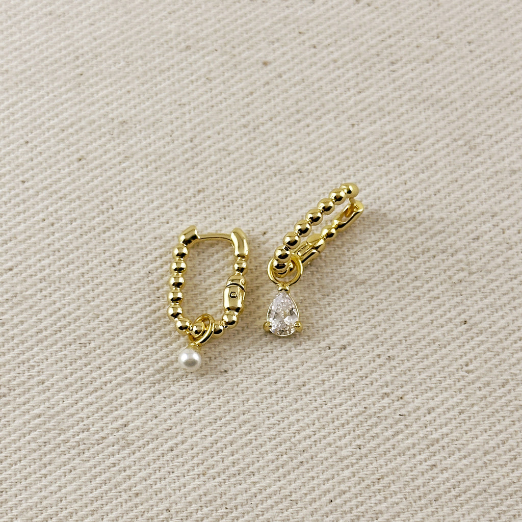 Beaded Rectangle Clicker Earrings