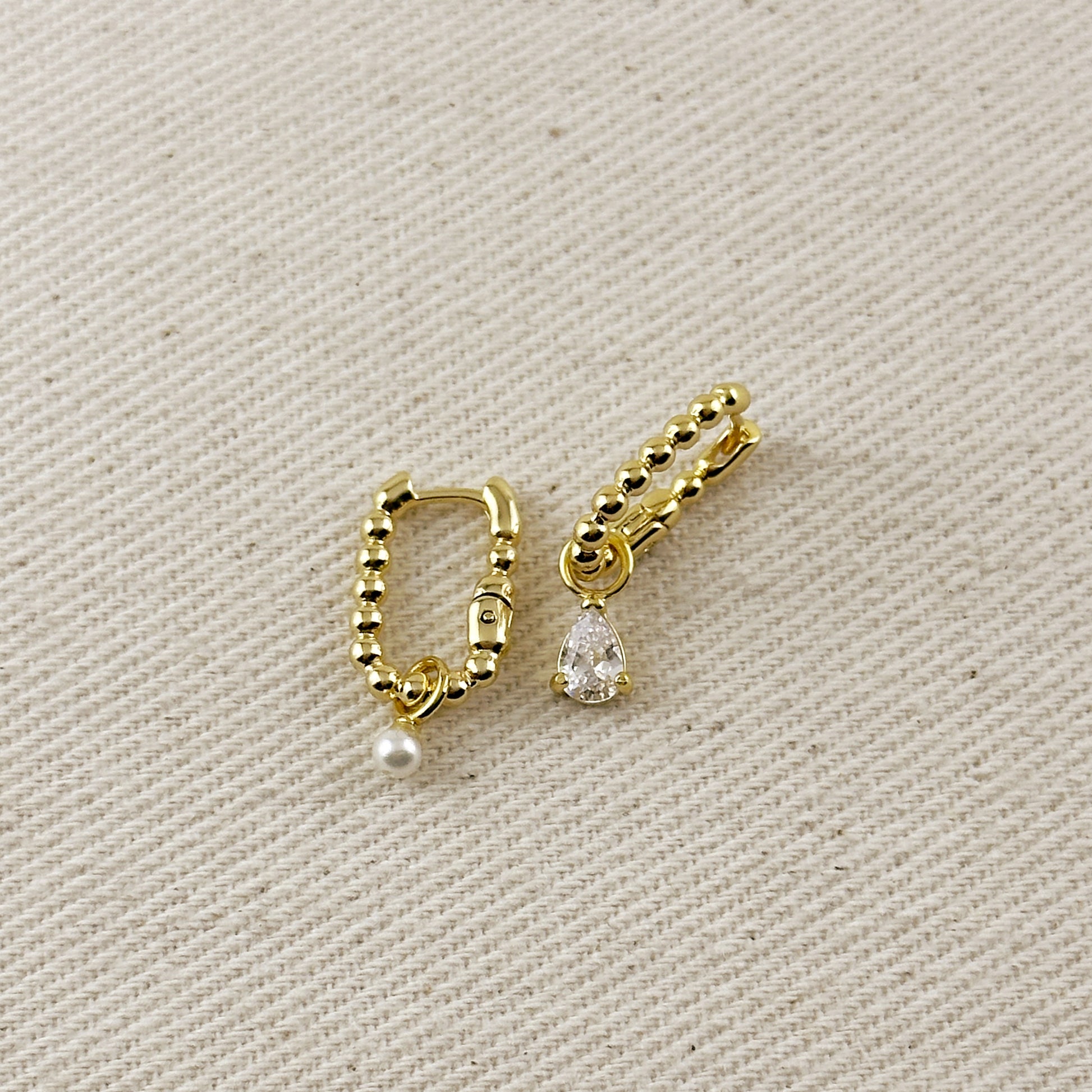 Beaded Rectangle Clicker Earrings