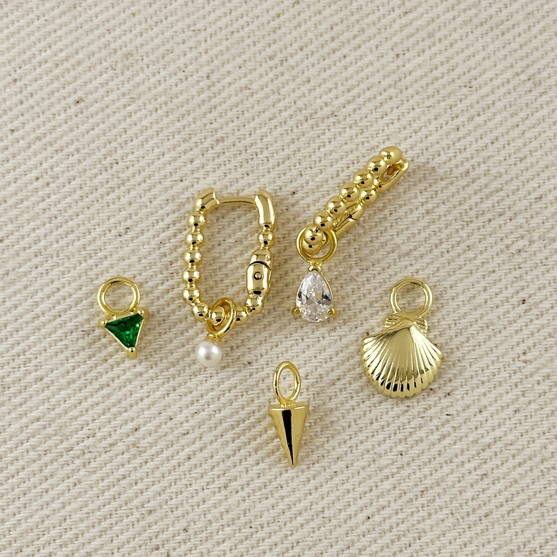 Beaded Rectangle Clicker Earrings