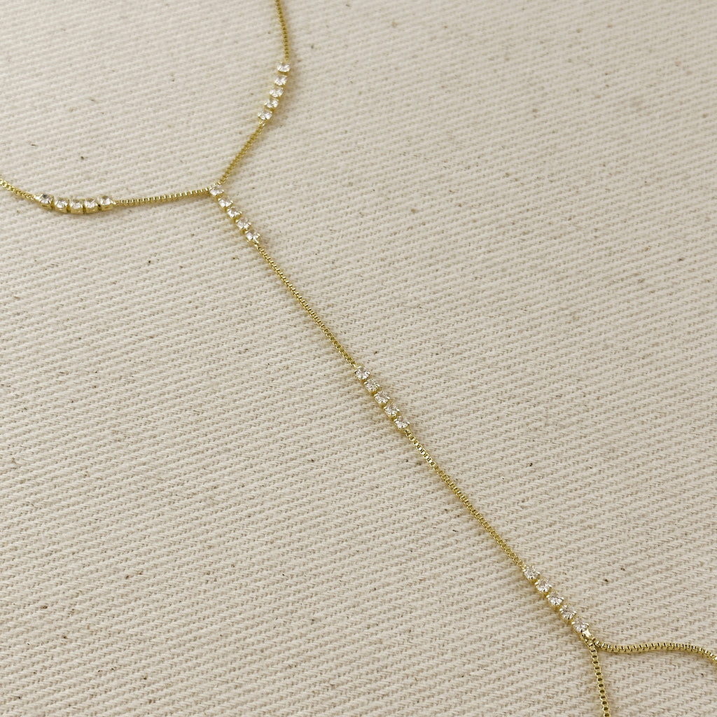 18k Gold Filled CZ Row Hand Chain