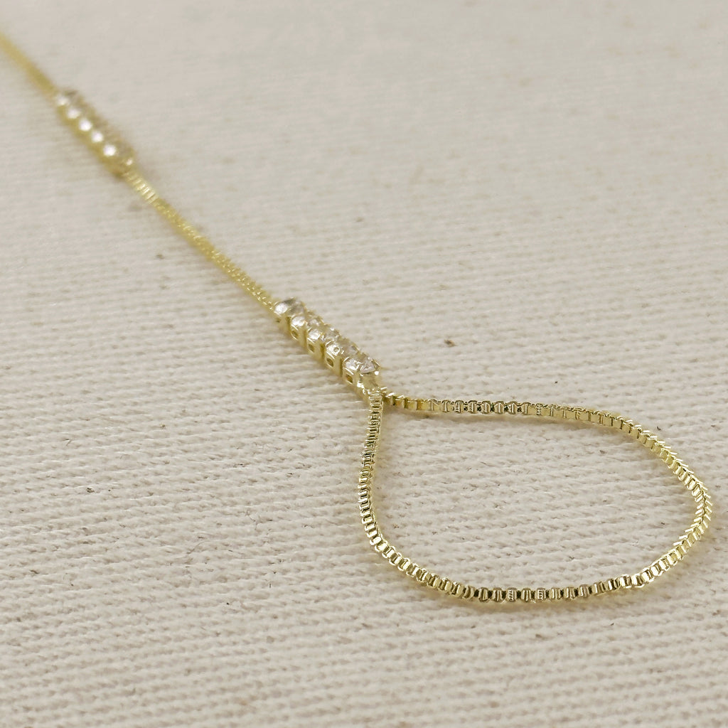 18k Gold Filled CZ Row Hand Chain