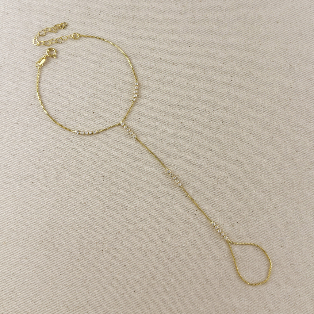18k Gold Filled CZ Row Hand Chain