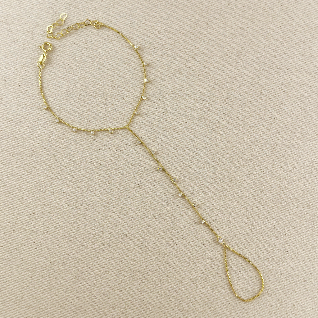 18k Gold Filled Sparkling CZ Hand Chain