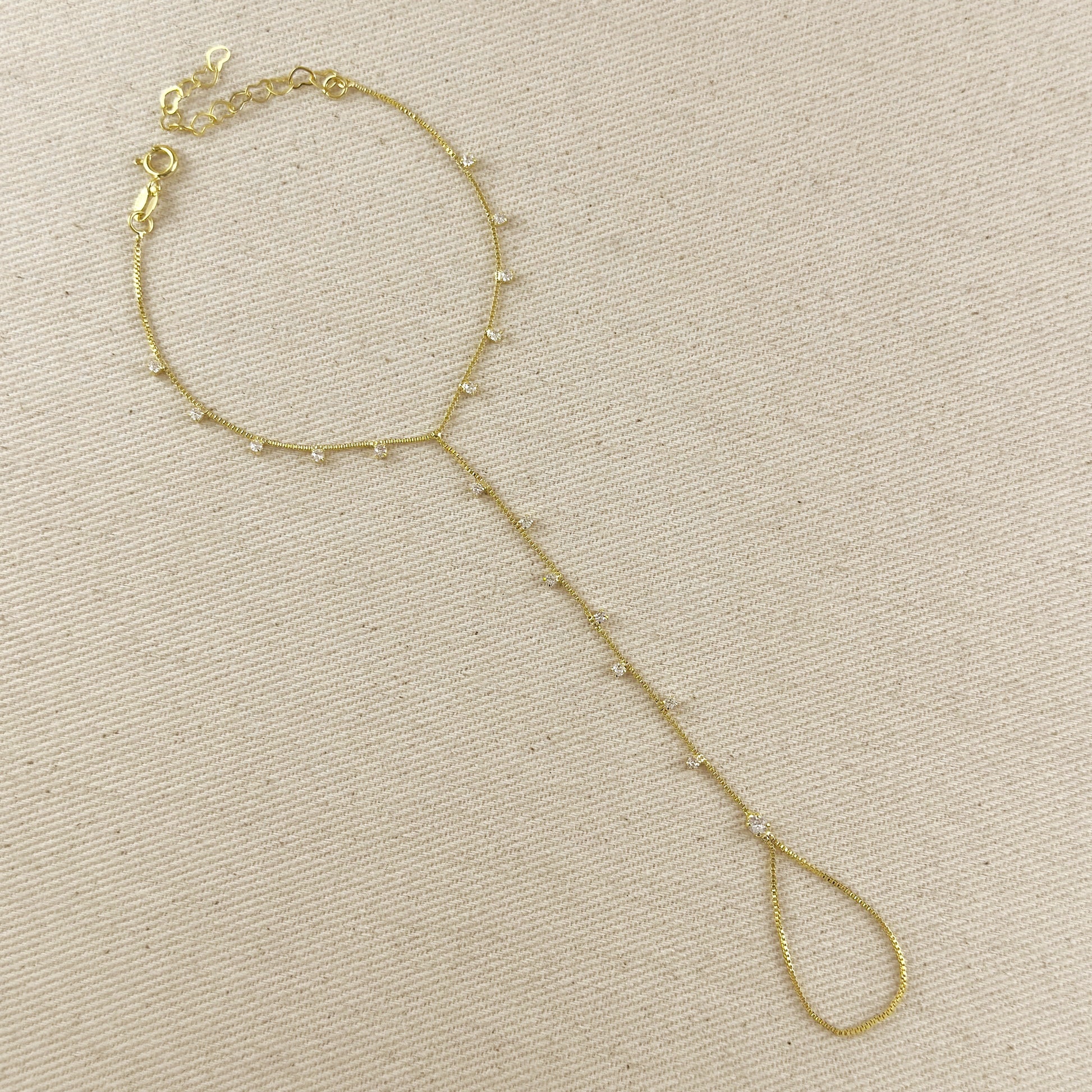 18k Gold Filled Sparkling CZ Hand Chain