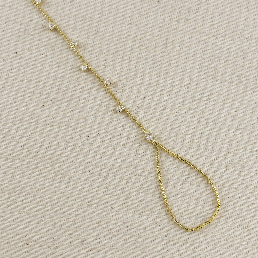 18k Gold Filled Sparkling CZ Hand Chain