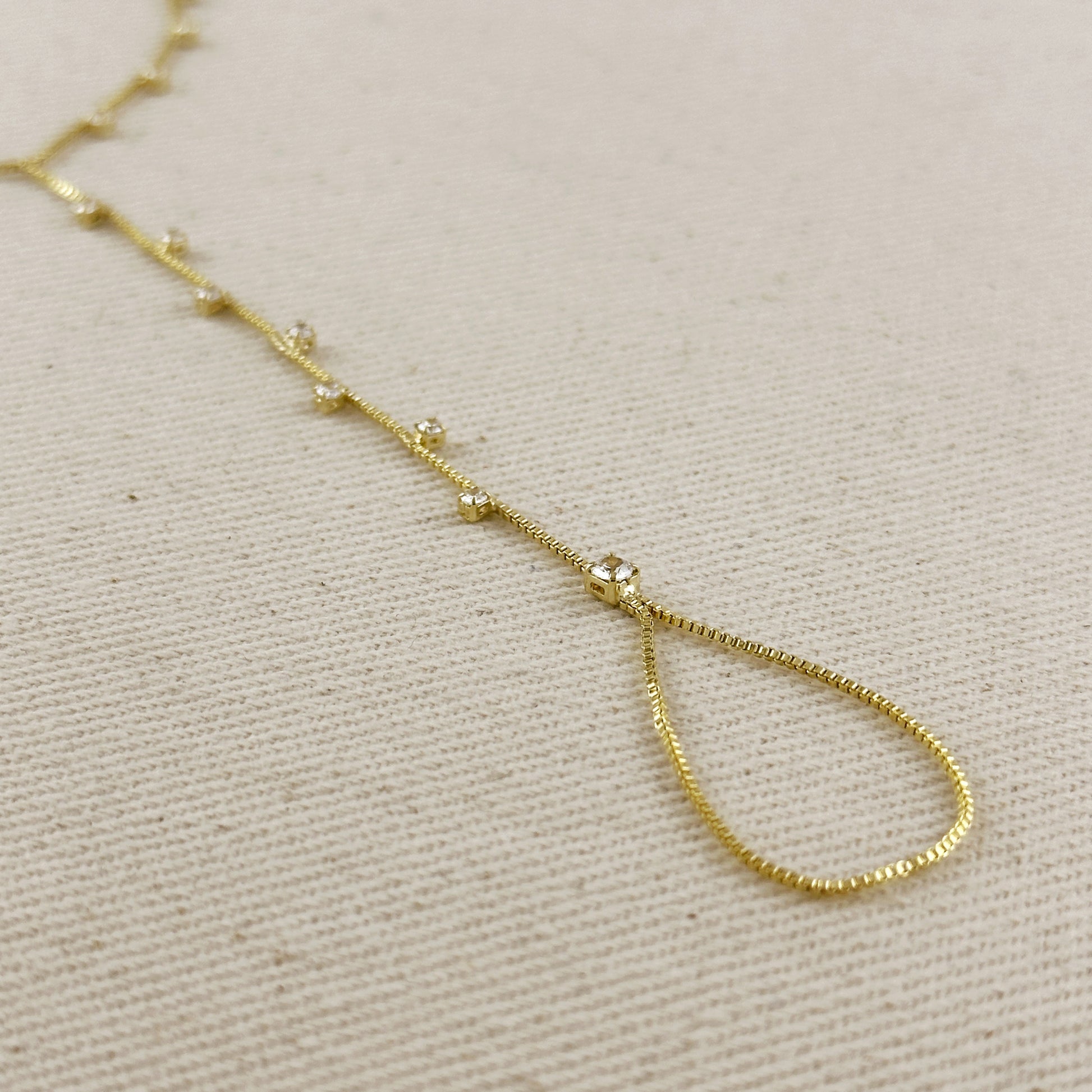 18k Gold Filled Sparkling CZ Hand Chain
