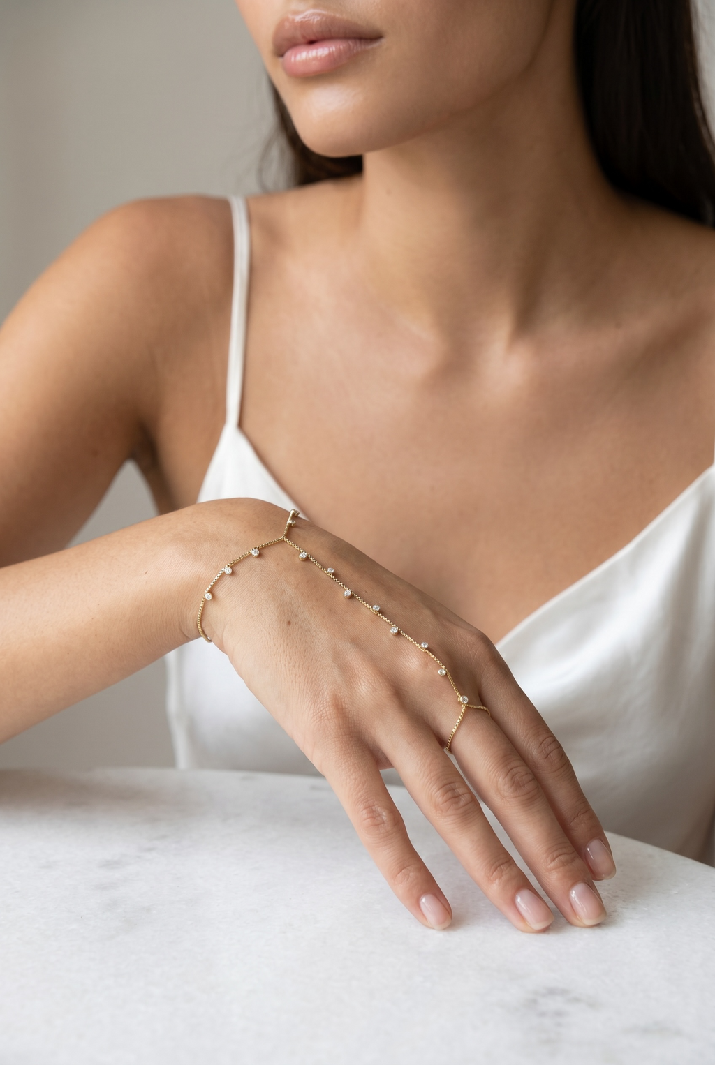 18k Gold Filled Sparkling CZ Hand Chain