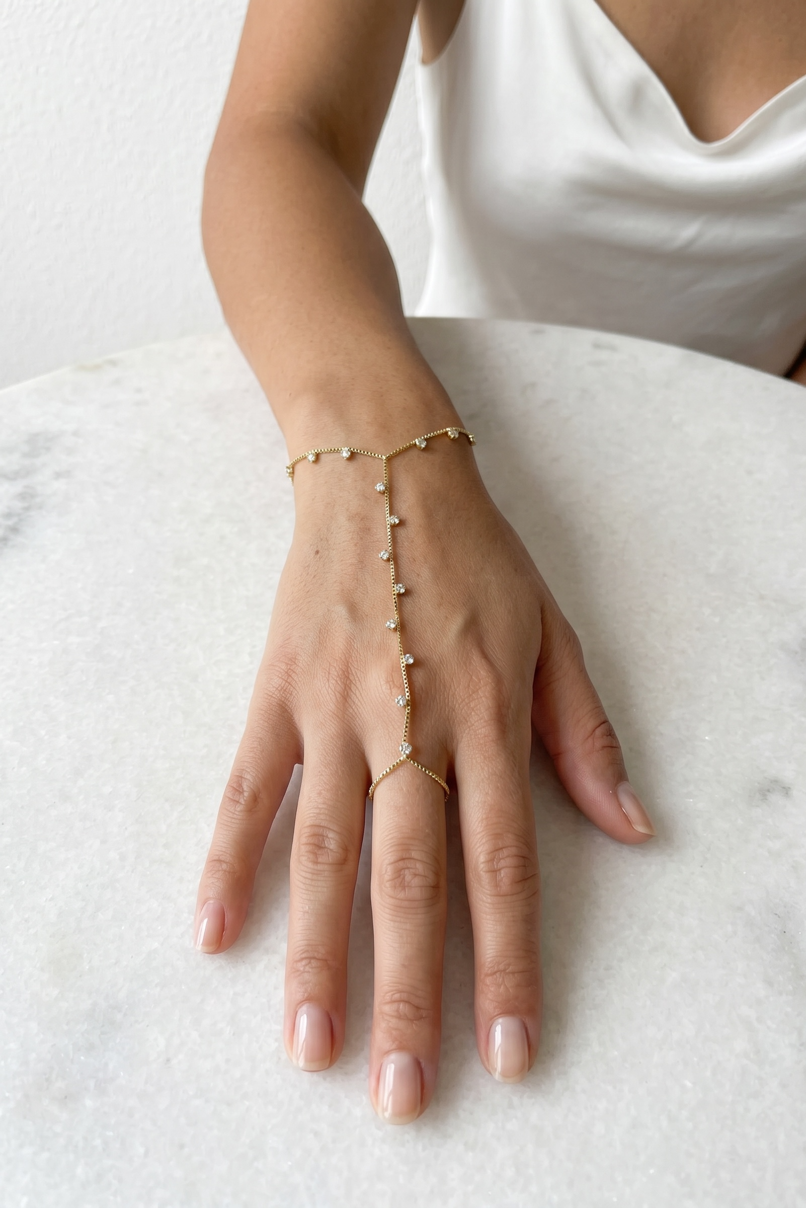 18k Gold Filled Sparkling CZ Hand Chain