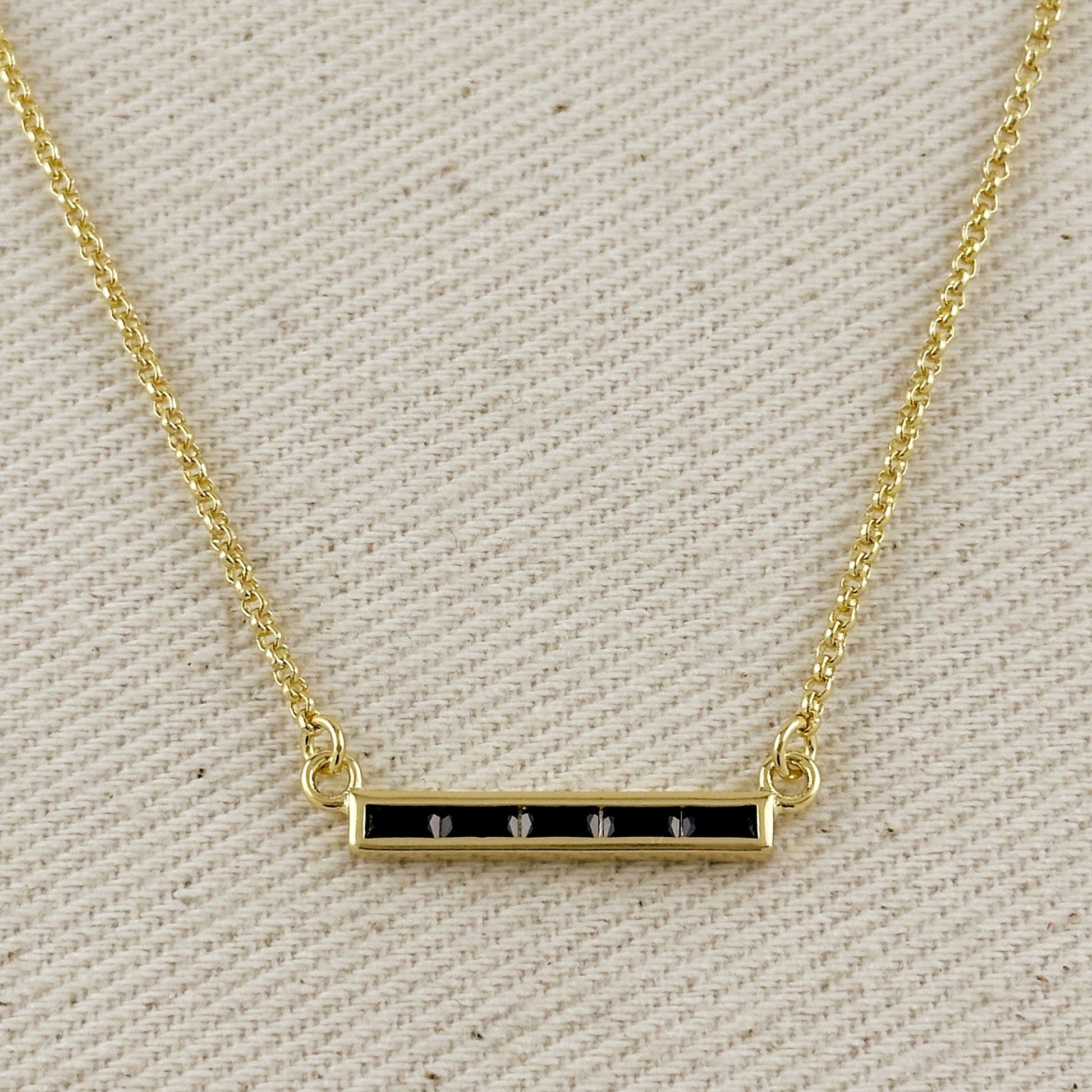 18k Gold Filled CZ Bar Necklace