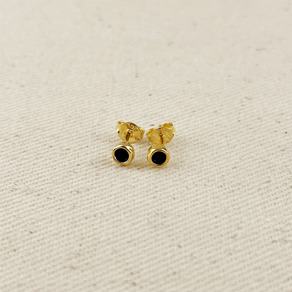 18k Gold Filled  4mm Round Bezel Cubic Zirconia Stud Earrings