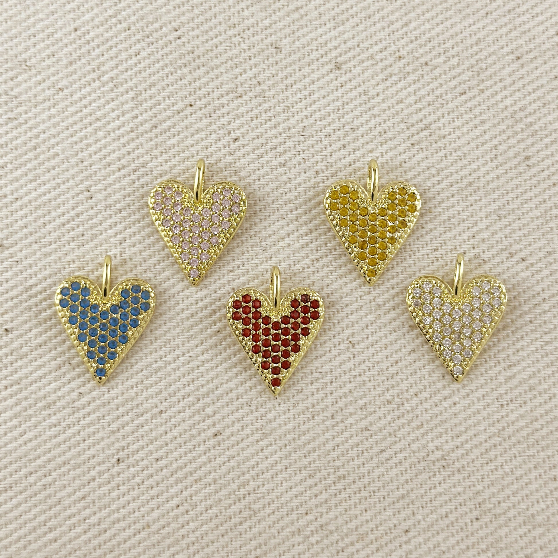 18k Gold Filled Colored CZ Heart Pendant