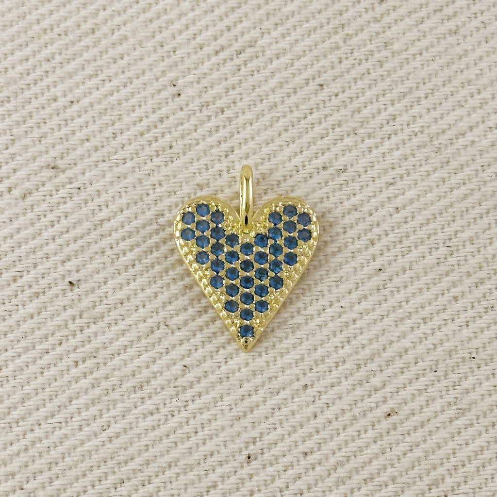 18k Gold Filled Colored CZ Heart Pendant