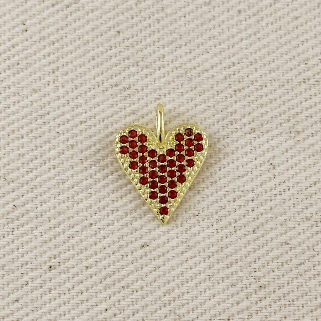 18k Gold Filled Colored CZ Heart Pendant