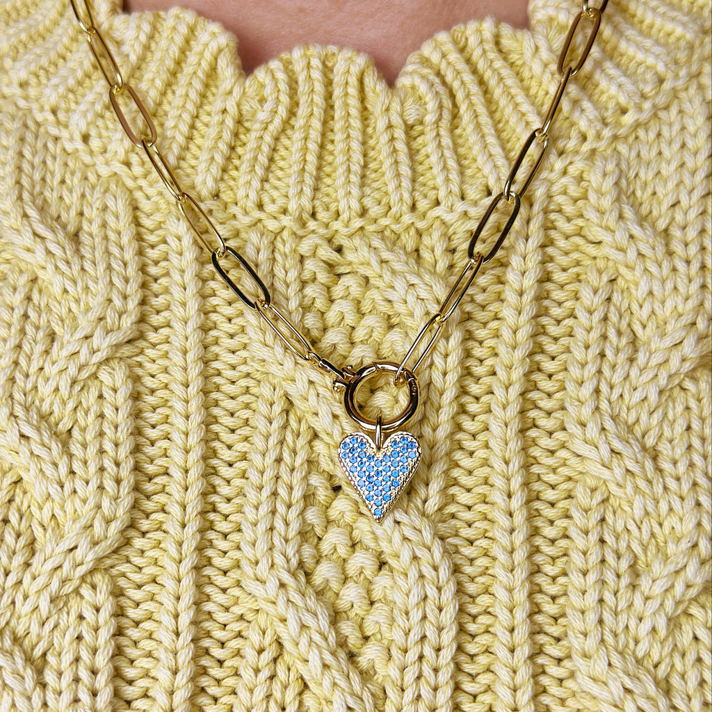 18k Gold Filled Colored CZ Heart Pendant