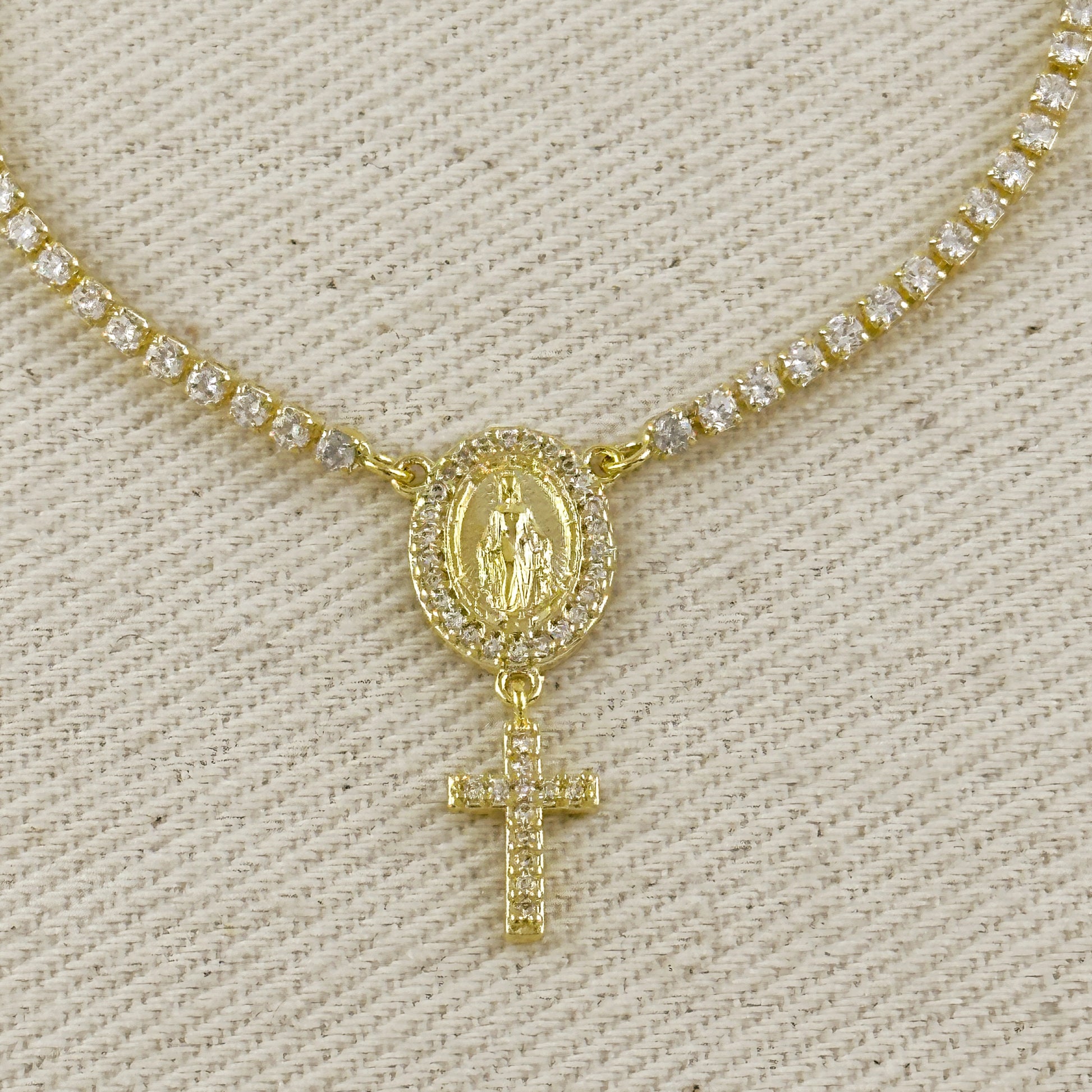 18k Gold Filled 2.0mm CZ Rosary Bracelet