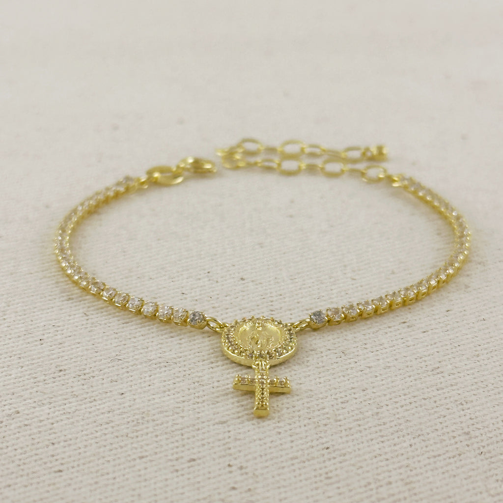 18k Gold Filled 2.0mm CZ Rosary Bracelet