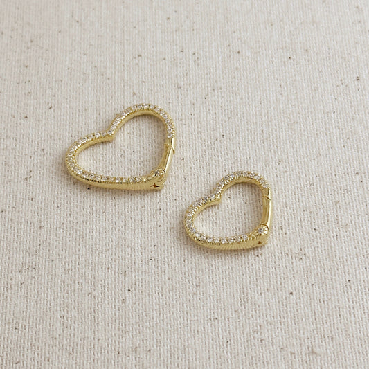 18k Gold Filled 19.5mm CZ Heart Carabiner Clasp