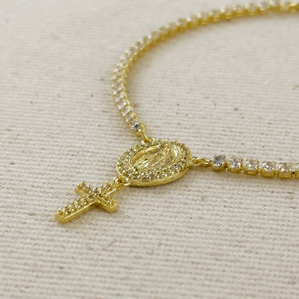 18k Gold Filled 2.0mm CZ Rosary Bracelet