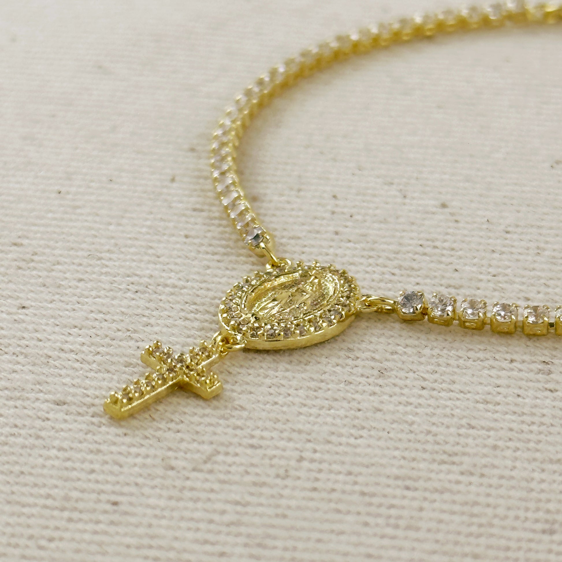18k Gold Filled 2.0mm CZ Rosary Bracelet