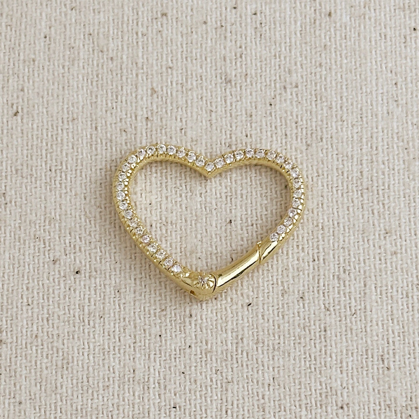 18k Gold Filled 19.5mm CZ Heart Carabiner Clasp